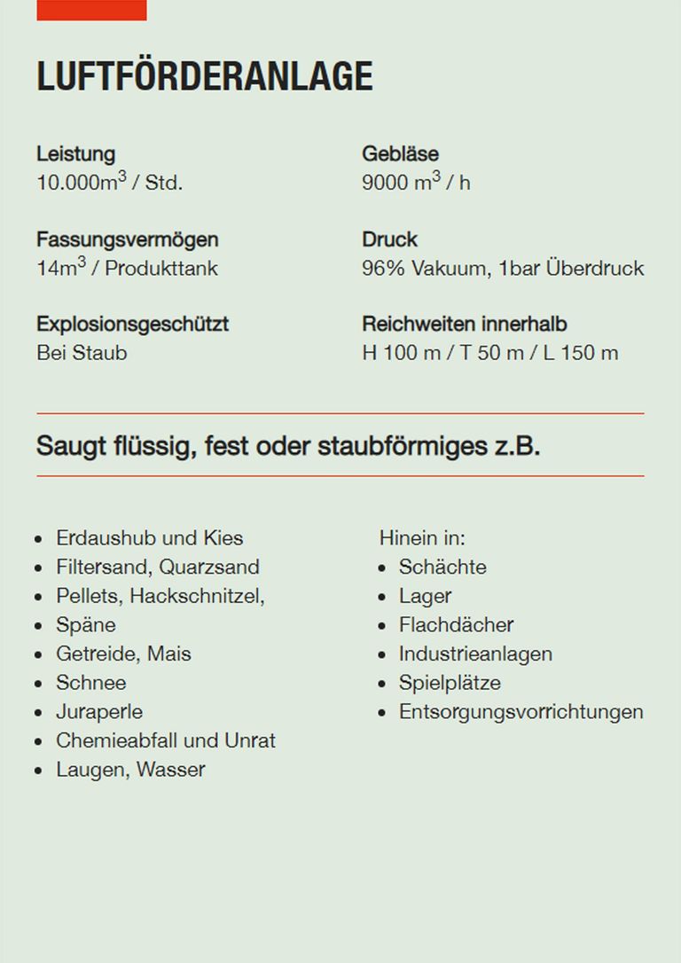 Saugbagger Mainz - Technische Daten LFA